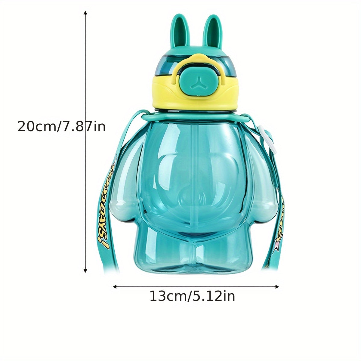 650ml Plastic Cup with One-Button Pop Lid, Cartoon Anime Strap, Portable and Cute