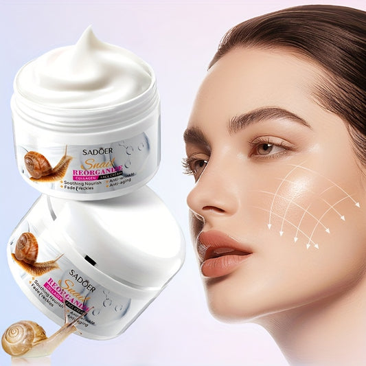 Anti-wrinkle face cream with snail and collagen, 3.52oz, hydrates and brightens dry skin for a smooth, radiant complexion.