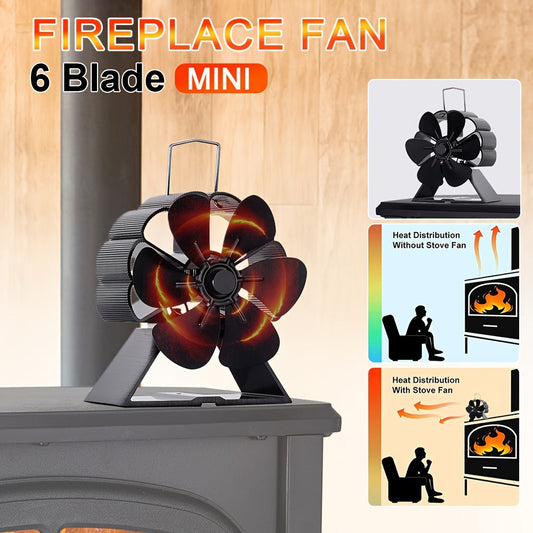 Mini Fireplace Fan in Black, Perfect for Both Indoor and Outdoor Settings