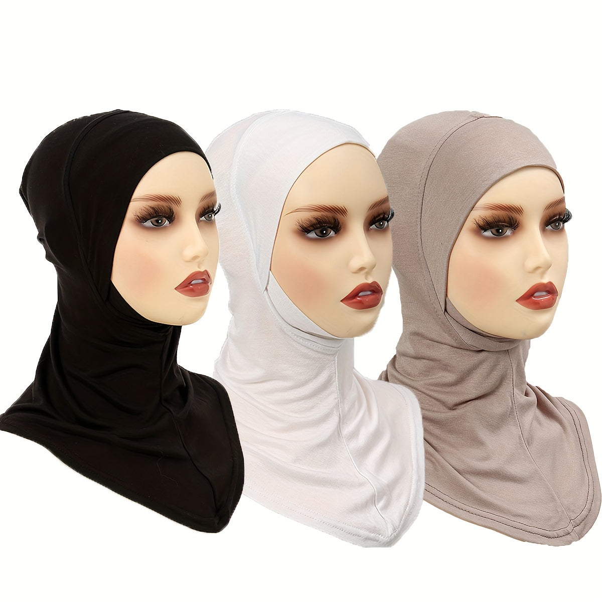 3-Pack Elegant Solid Color Polyester Hijab Shawls, Breathable & Sun-Proof, Yarn-Dyed Craftsmanship, Non-Stretch and Feather-Free.