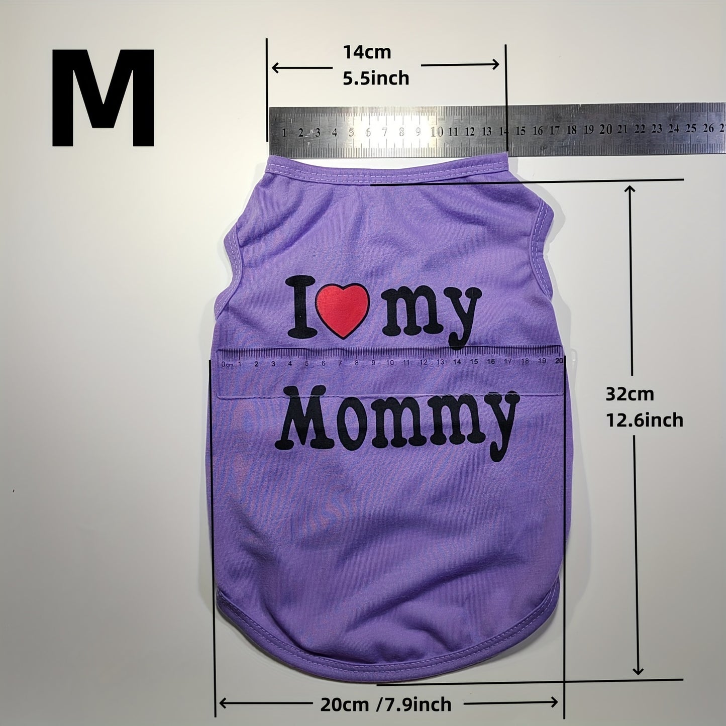 Cute 'I Love My Daddy/Mommy' graphic pet vest for summer parties, suitable for dogs and cats.