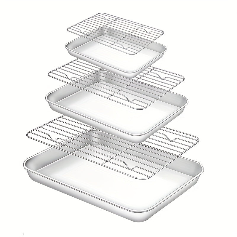 Essential Kitchen Set: Stainless Steel Baking Sheet and Cooling Rack - Safe for Dishwasher, Non-Toxic, Perfect for Compact Ovens - Great for Baking Cookies, Meats, Vegetables, and More