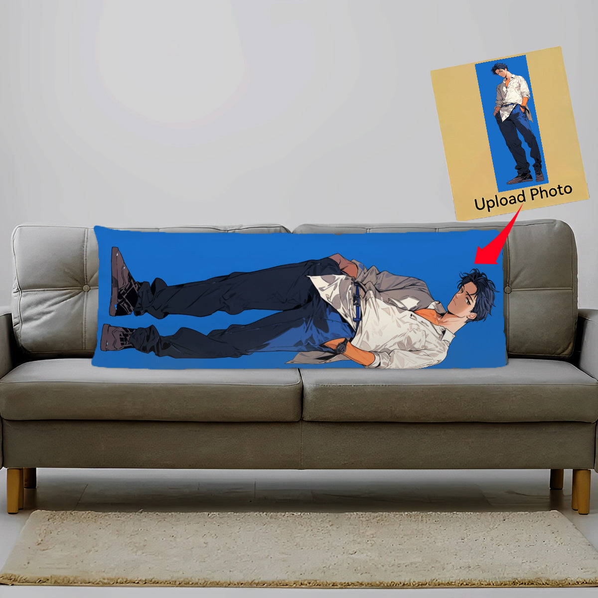 Celebrate special occasions with our Custom Photo Long Body Pillow Cover featuring a personalized anime design. This cover is perfect for Thanksgiving, Christmas, birthdays, and wedding anniversaries. Made from soft short plush material, it features a