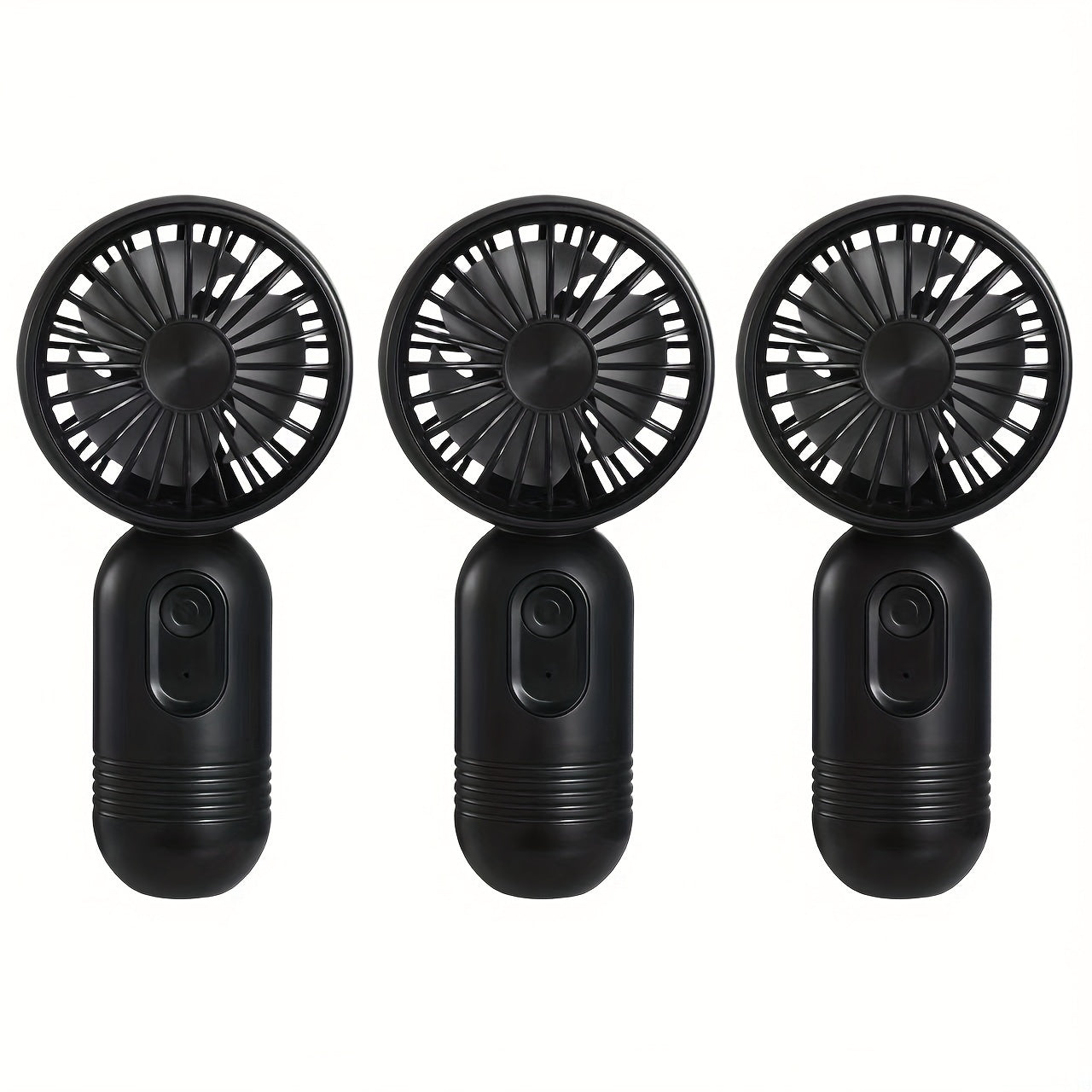 Mini fan set includes 3 pieces of portable fans with lanyards for neck hanging, USB charging, and 3 adjustable speeds. Ideal for staying cool in hot weather, this makeup and handheld fan is perfect for office, outdoor activities, travel, and camping. A