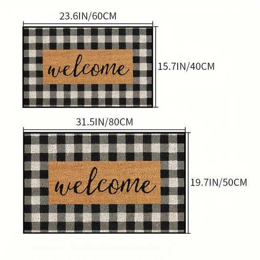 One piece of Welcome Door Mat, featuring non-slip and durable design for use as an entrance carpet. This comfortable standing runner rug is perfect for the kitchen, home, office, sink, laundry room, or bathroom. Add a touch of modern home decor with this