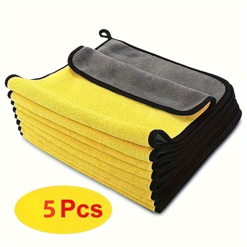 5/10 thick car wash towels made of double-sided coral velvet material, suitable for both car and home kitchen cleaning and reusable.