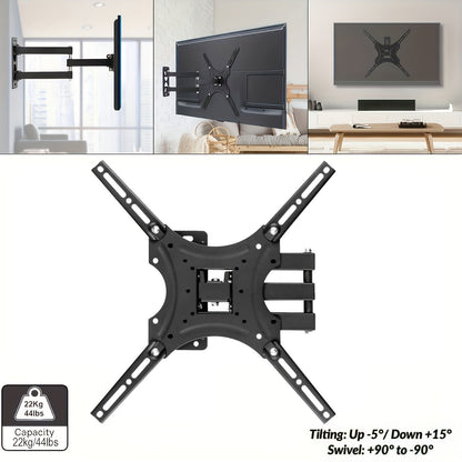 Modern Black TV Wall Mount with Full Motion - Offers Swivel, Tilt, and Extension for 14-55" LED LCD Flat/Curved Screens, Compatible with VESA 400x400mm, Weight Capacity of 24.95 KG