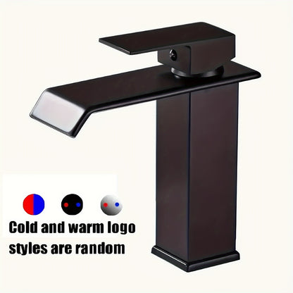 Single-hole stainless steel faucet for hot and cold water in home bathroom cabinet washbasin.