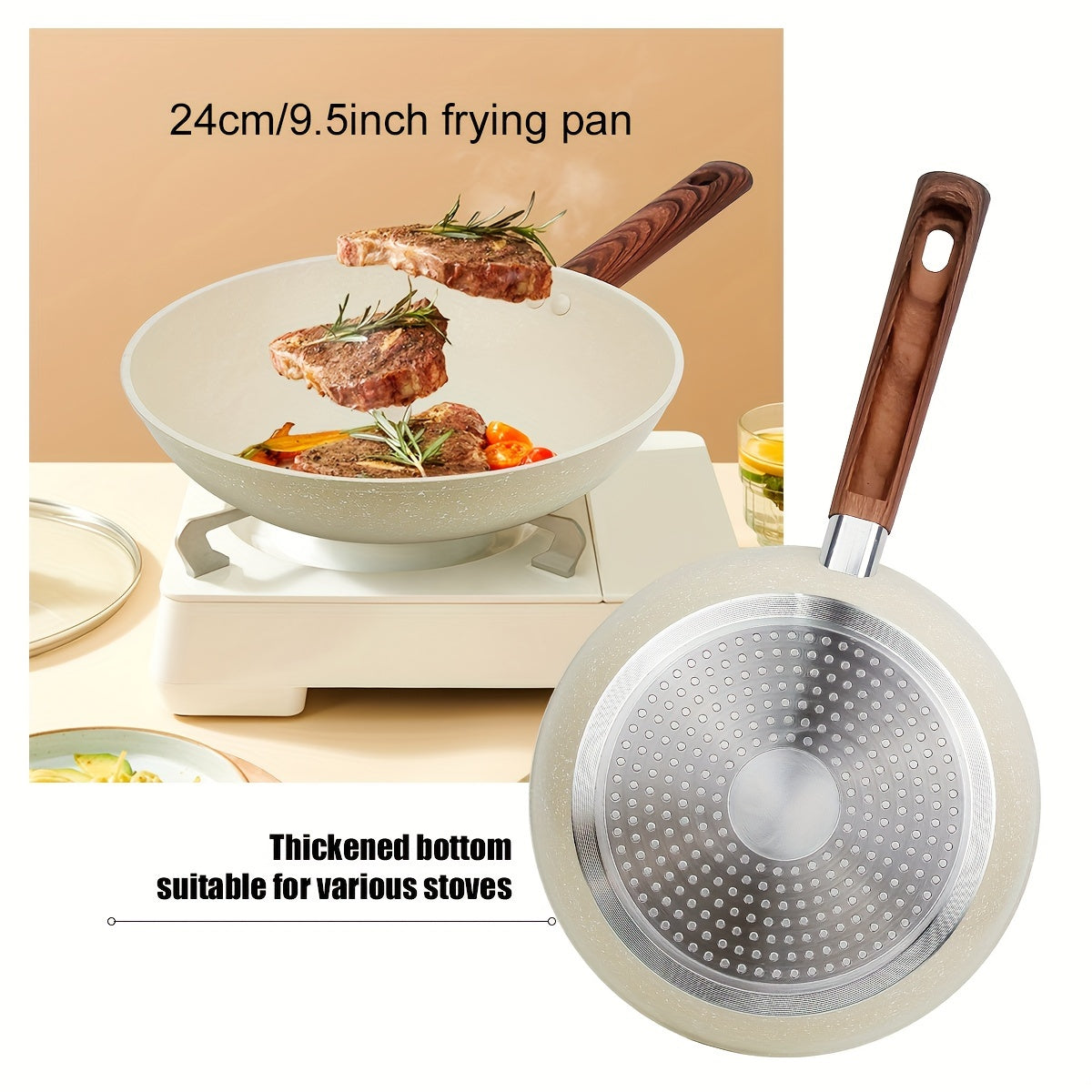 2 ta Premium Alyuminiy Non-Stick Pishirish Qozonlari - 2.5L Qopqoqli Qozon va 24.13 sm Skilletni o'z ichiga oladi, Mustahkam, Isiga chidamli, PFOA-siz, Tozalash oson, Barcha Pishirish va Pishirish vazifalari uchun mos - Uy oshxonasi uchun mukammal (Oq)