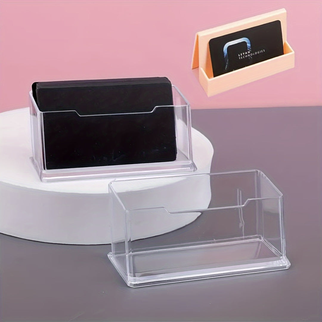 Plastic business card holder made of PC material for organizing cards at exhibitions and office desks.