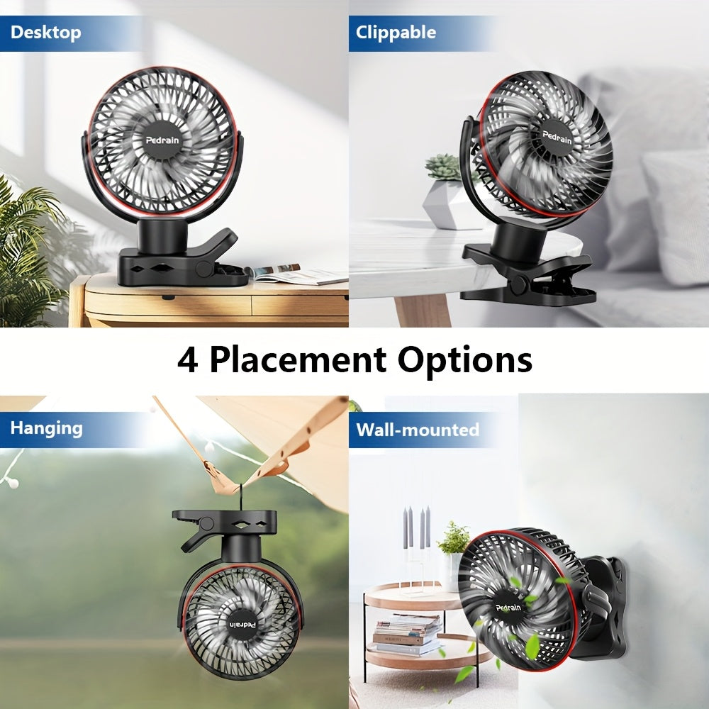 Portable Desk Fan with Clip-On Design, Adjustable Speeds and Remote Control, Rotatable & Rechargeable via USB - Ideal for Home, Office, Dorms, and Outdoor Camping, Quiet and Convenient Fan.