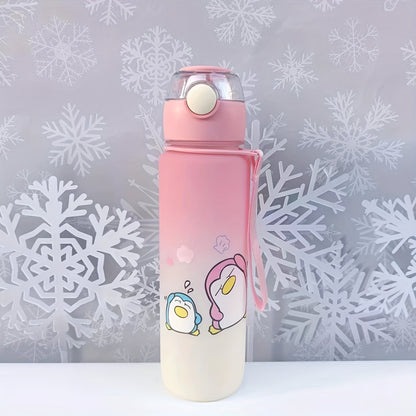 Cartoon animals sports water bottles in various sizes for outdoor activities and birthdays.