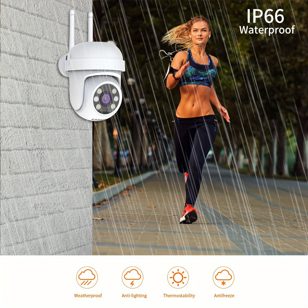 2.4G Wireless Camera with 1080P HD Video Quality for Indoor Use, Featuring IP66 Waterproof Rating, Two-Way Audio, Motion Detection, Automatic Tracking, and Active Alarm Notification Push for Intelligent Home Security Monitoring.