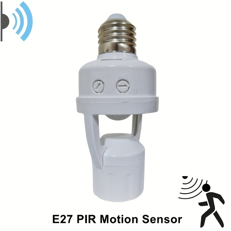 1pc E27 Motion Sensor Light Bulb Holder, AC 85-265V Hardwired Indoor Human Body Induction Adapter, 110V/220V Compatible, No Battery Required.