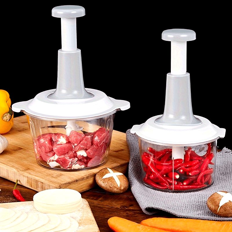 Accessory Kit for 1.5L Manual Food Processor - Includes Stainless Steel Blades, Vegetable Chopper, Garlic Press, and Meat Mincer - Easy to Clean, Perfect for Kitchen and Camping Use