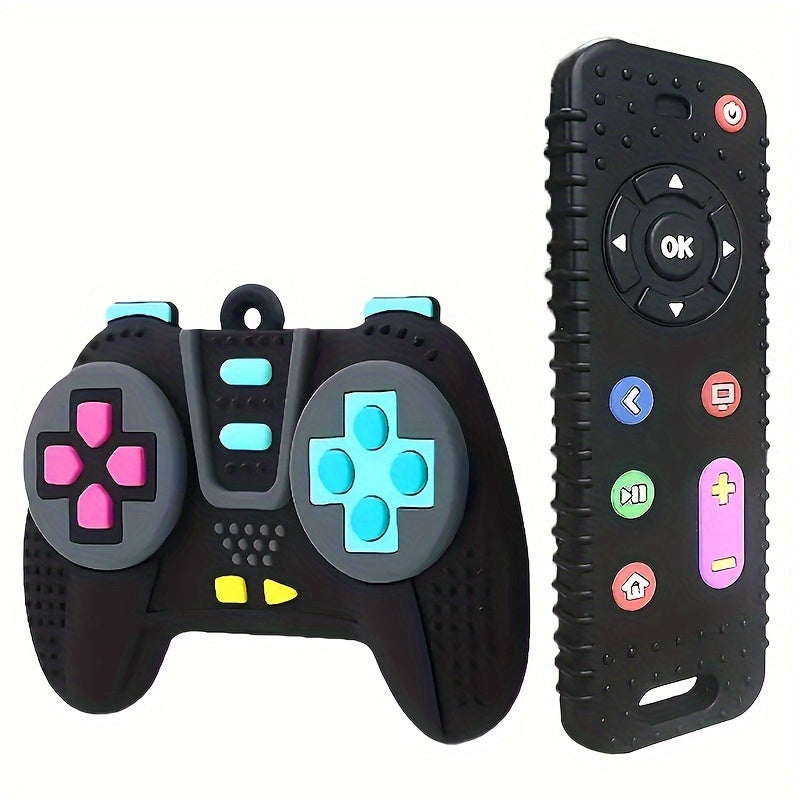 Soft TV Remote and Game Machine Teething Toy Set for Baby's Intellectual Development - Educational and Safe Silicone Toy for Toddler Boys and Girls - Perfect Thanksgiving and Mother's Day Gifts