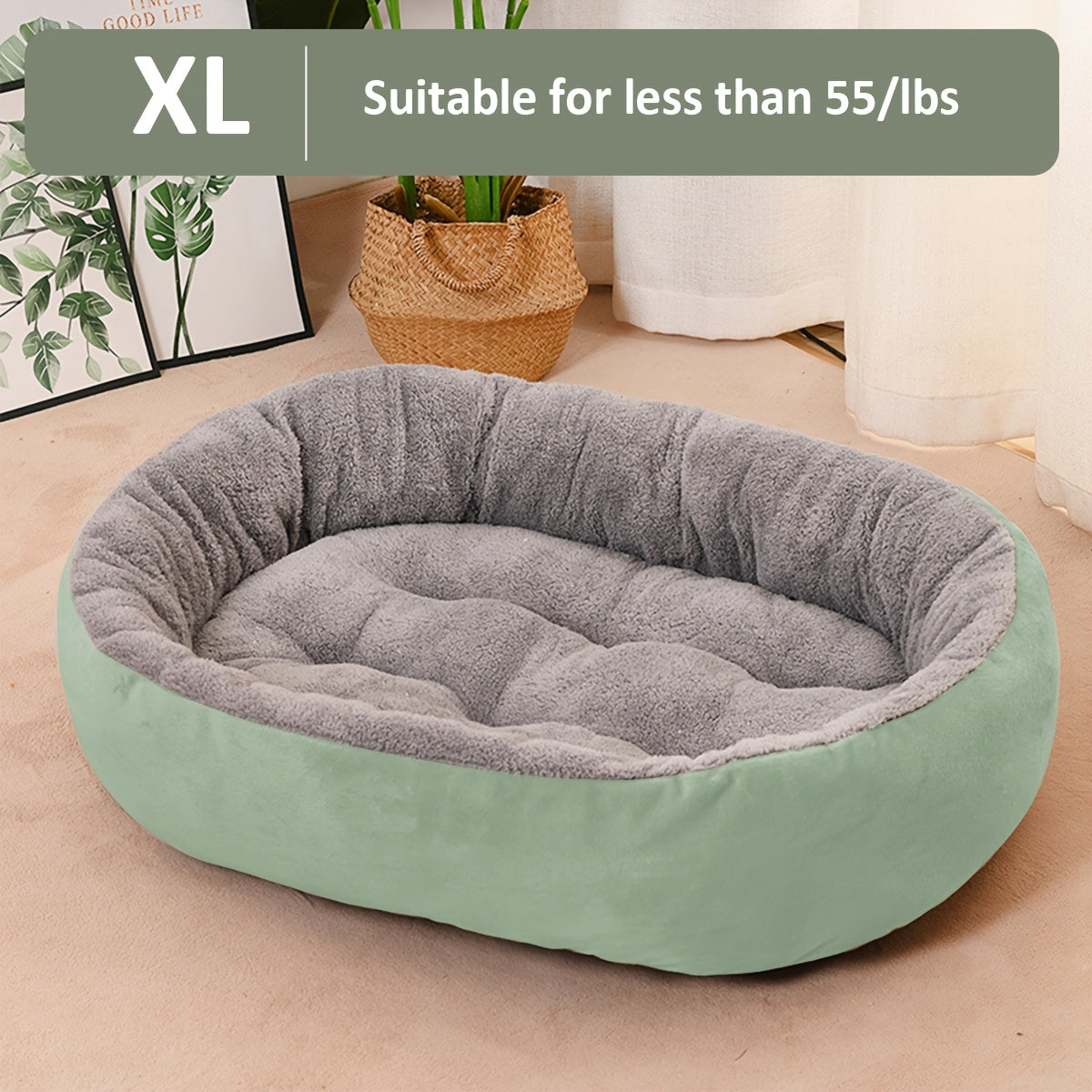 Cozy oval pet bed for small to medium dogs, plush polypropylene mat, non-assembled.