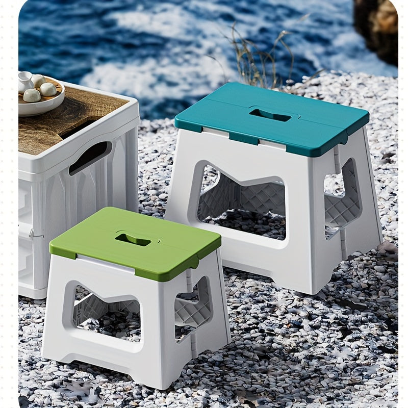 Versatile Folding Plastic Stools - Square, Convenient Foldable Step Stool for Kitchen, Bathroom, Study, Living Room - Sturdy, Compact, Ready to Use, Perfect for Fishing, Camping, Picnic