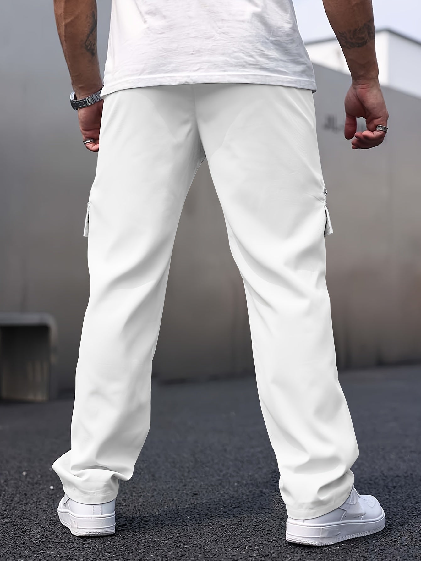 Men's cargo pants with multiple pockets, street style