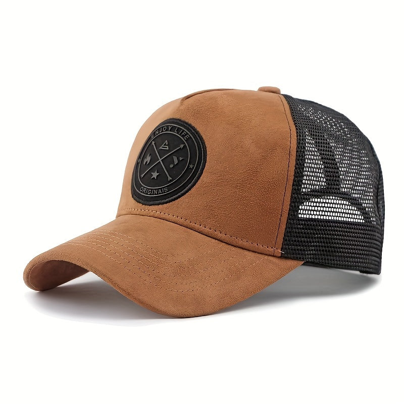 Men's adjustable baseball cap in lightweight polyester with two-tone mesh design and logo. Available in multiple colors.