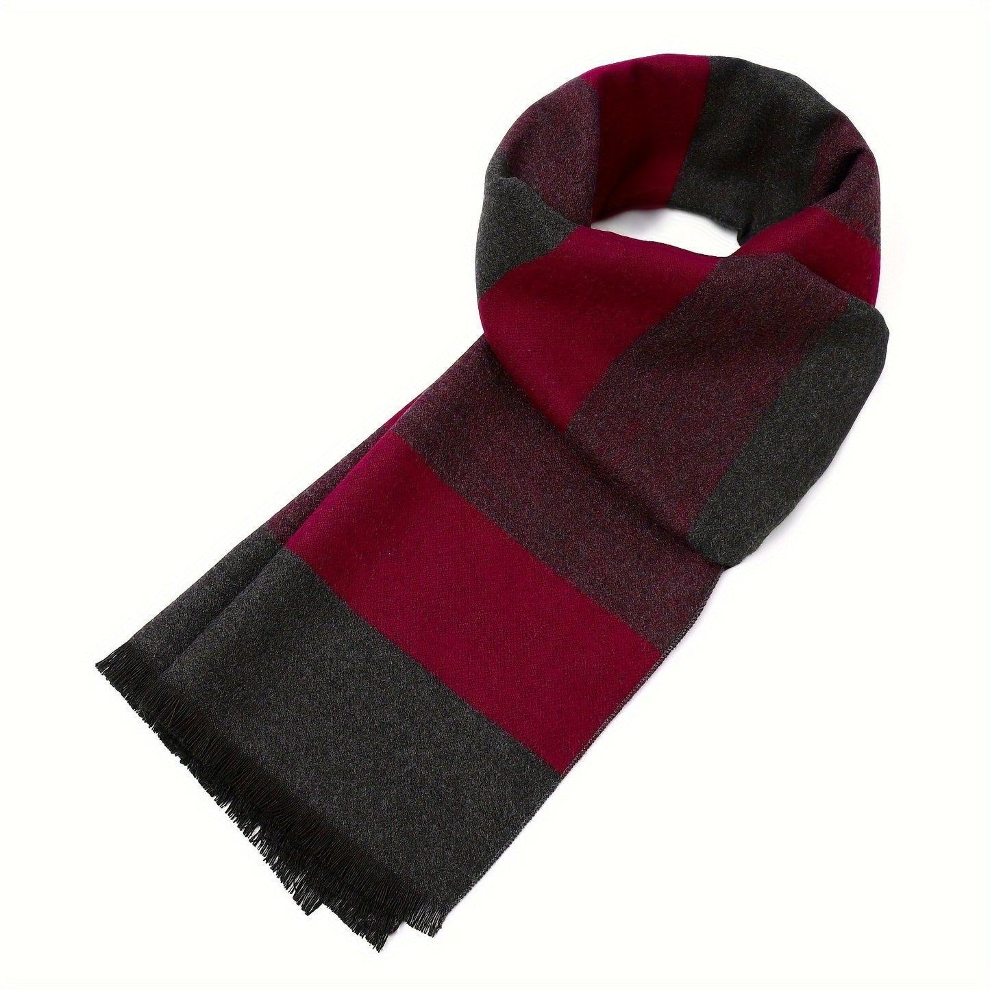 Keep warm and stylish during fall/winter business negotiations with this men's luxurious faux cashmere scarf featuring a stylish plaid print. Measuring at 179.83cm x 29.97cm, this scarf is not only fashionable but also windproof and warm.