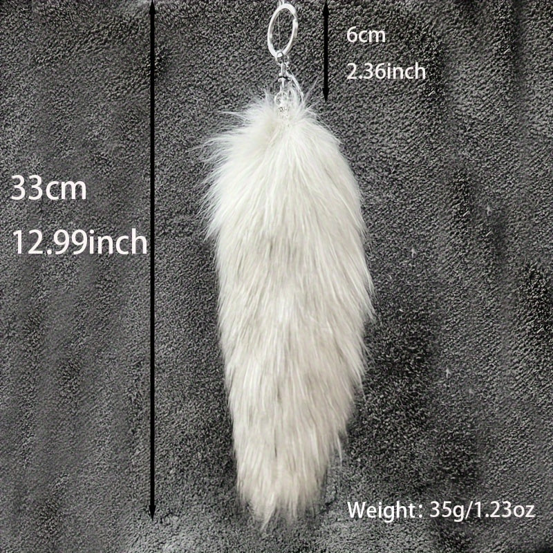 Soft Plush Chic Foxtail Keychain - Adorable Animal Charm for Bags & Phones, Complete with Lobster Clasp, Ideal Gift for Women