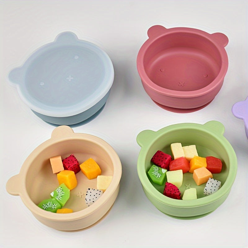 Kids' Feeding Bowl Set - Made of Food Grade Silicone, with Lid and Suction Cup Base, Safe for Microwave & Dishwasher - Great for Independent Eating - Perfect Gift for Christmas, Halloween, Easter