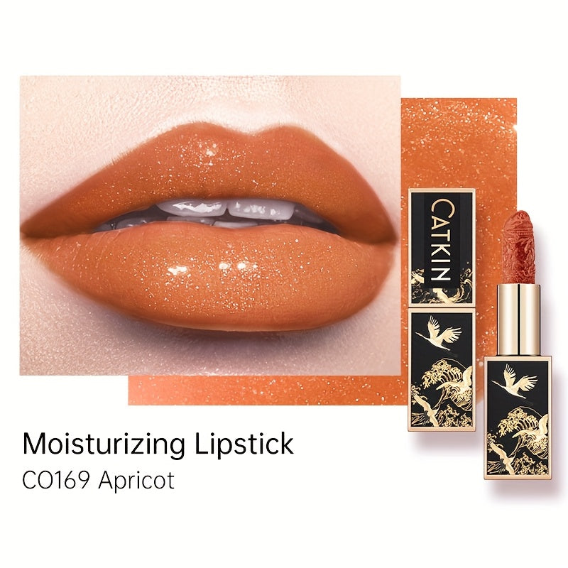 CATKIN Red Carving Matte Lipstick with Waterproof Long-Lasting Satin Finish for Smooth Red and Nude Lips.