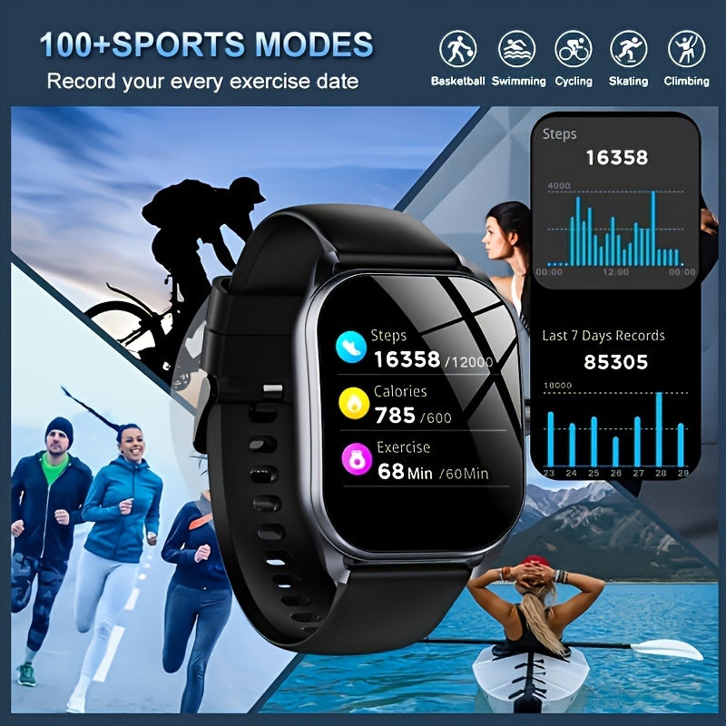 LZUEFK Smart Watch featuring wireless calling & notifications, multiple sports modes, USB charging, water-resistant up to 5m. Suitable for both men & women, this sleek smartwatch includes a