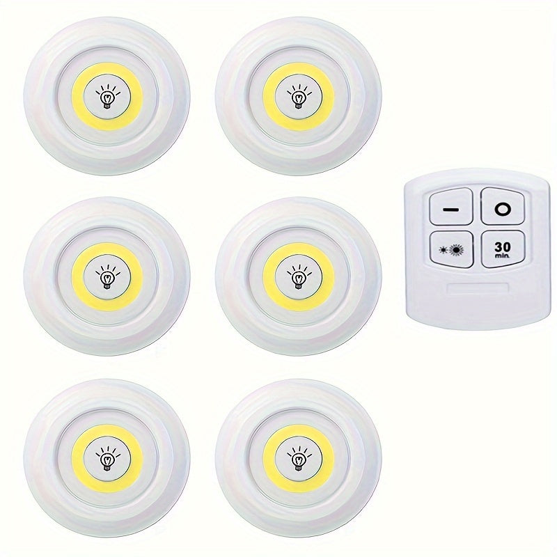 6pcs/3pcs Smart Wireless LED Under-Cabinet Lights COB Night Light With Remote Control - Ideal for Wardrobe, Kitchen, etc.