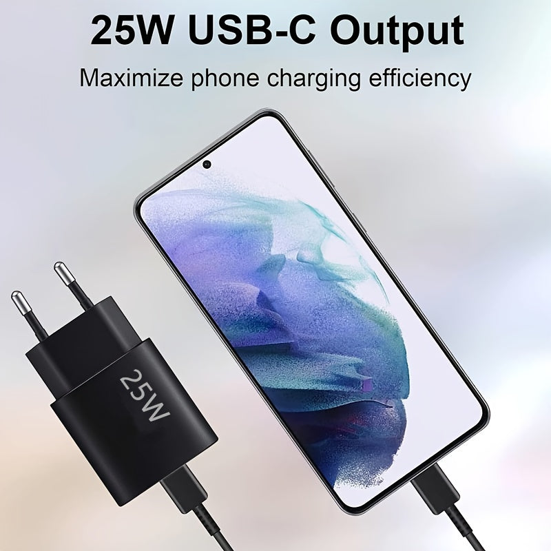 25W USB-C Tez Zaryadlovchi 100 sm Type-C Kabel bilan, Samsung Galaxy (A seriyasi, M seriyasi, S seriyasi), iPhone 15/16 va iPad bilan mos keladi. LED ko'rsatgichi bilan yuqori tezlikdagi quvvat adapteri.