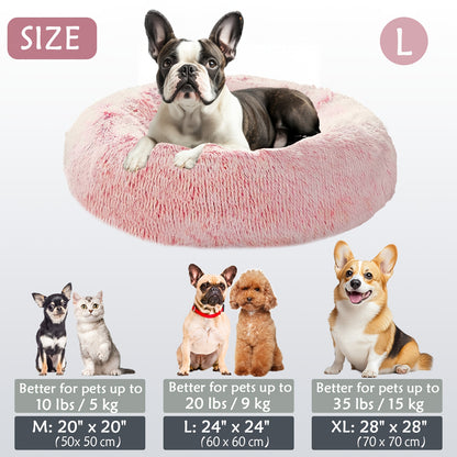 Cozy round pet bed for dogs, ideal for autumn and winter indoor sleeping.