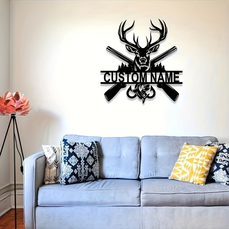 Iron Deer Wall Art that can be customized to suit your taste. This Personalized Metal Wildlife Hanging Decor features a Black Hunting Theme Wall Sticker, creating a unique and elegant touch to your home or kitchen. The reusable Animal Silhouette adds a