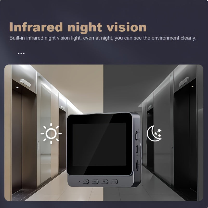 10.92 cm Screen Intercom Video Doorbell with Infrared Night Vision and Long Battery Life, Easy Connection without the need for an app.