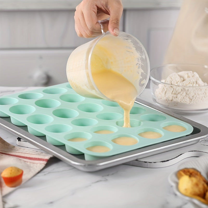 Mini Muffin Pan - 1 dona (32.26 sm X 21.59 sm) yopishqoq pishirish cupcake pan, oziq-ovqat darajasida, 24 teshikli puding qolipi, pech aksessuarlari, oshxona gadjetlari, pishirish asboblari, oshxona aksessuarlari