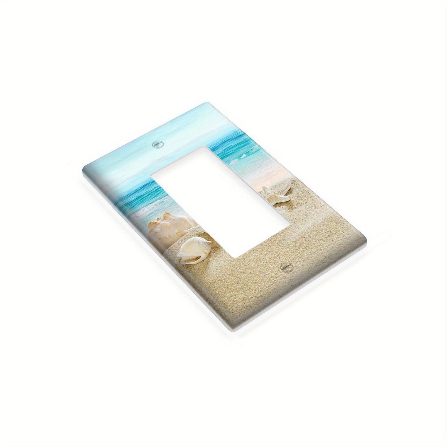 Unbreakable Conch Beach Printed Single Rocker Light Switch Cover - Dual Hole Design, Easy Twist-On Installation, Battery-Free Home Decor