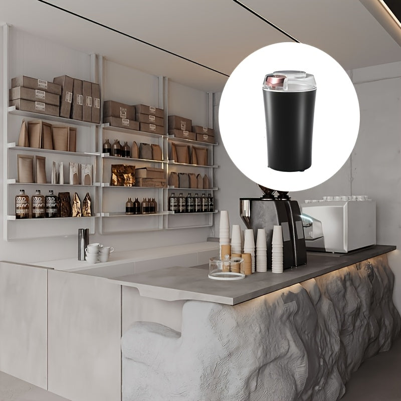 The PANCERKA Electric Coffee Grinder features a large capacity, stainless steel blades, one-touch operation, transparent lid, and a compact design with a safe locking system. It is easy to