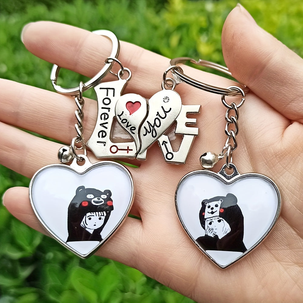 Customizable Couple Keychain With Personalized Photos - Heart-Shaped Love Charms - Perfect Gifts for Weddings, Anniversaries, and Valentine's Day - Durable Metal Frame - Suitable for Ages 14+