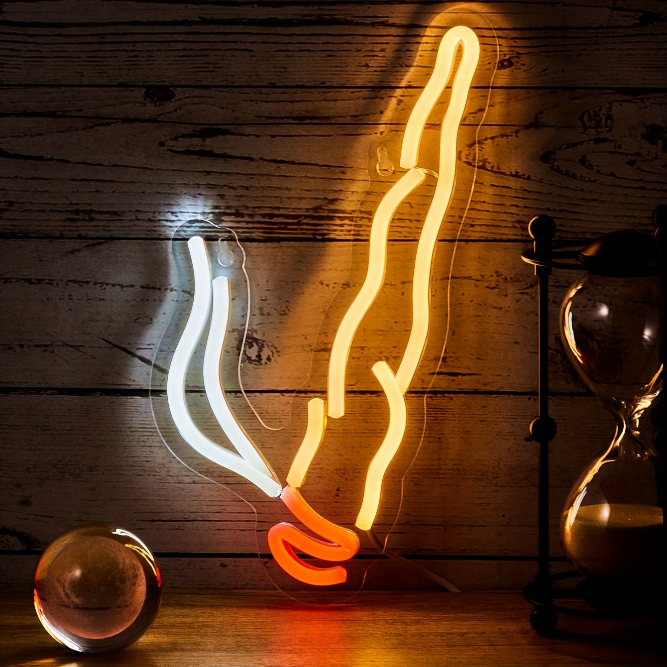 USB-powered LED neon light in the shape of cigar smoke, designed for a man cave room with a 1PC backboard.