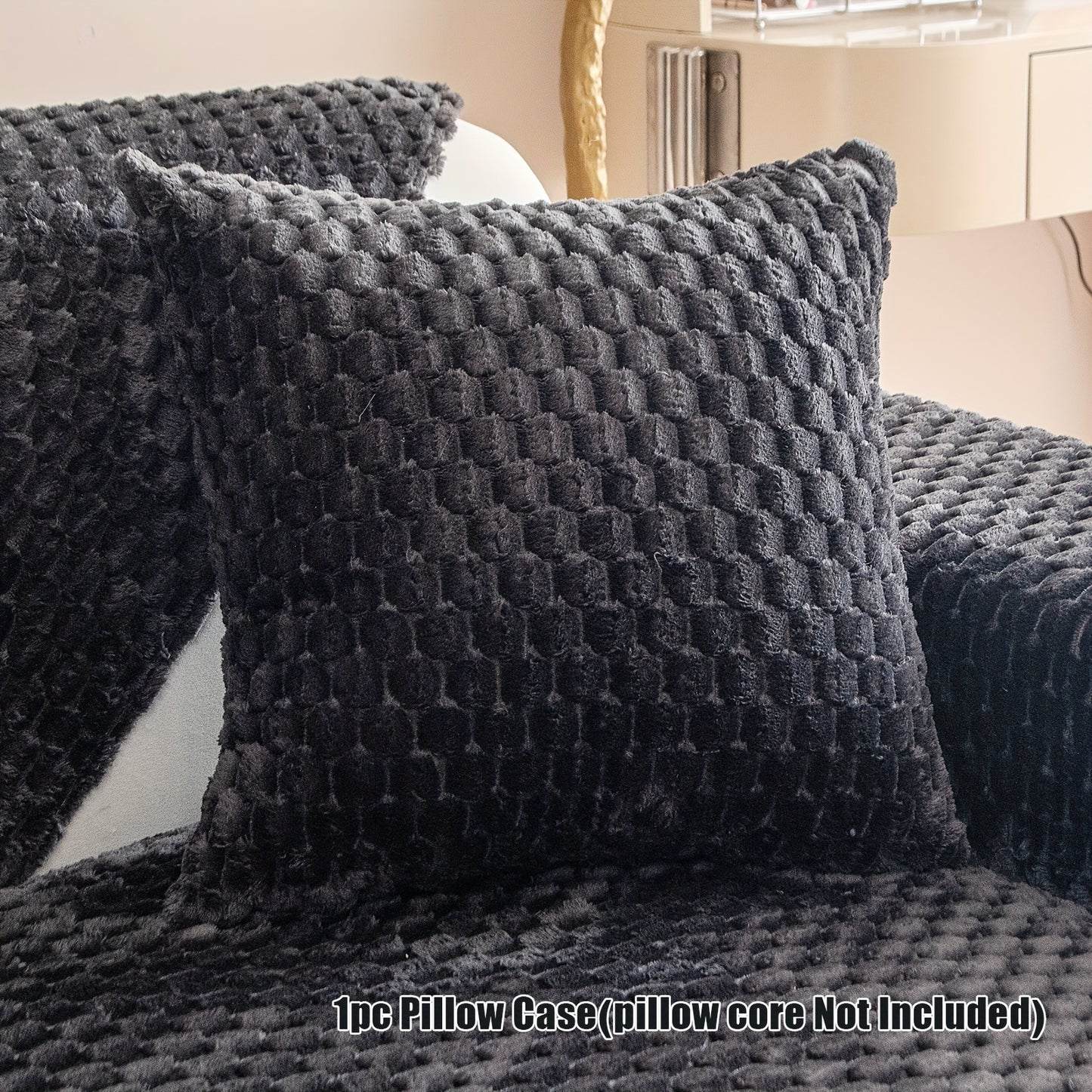 Honeycomb velvet sofa cover, pet-friendly furniture protector for all rooms.