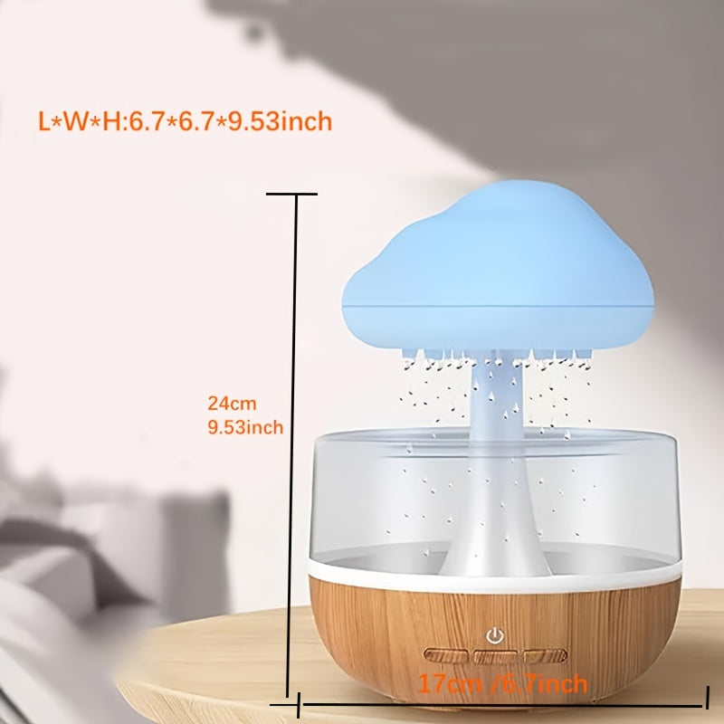 Colorful Mushroom Night Light with Rain Humidifier, Aromatherapy Benefits - Battery Operated Atmosphere Lamp