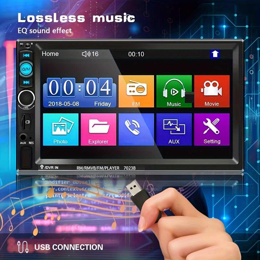 PODOFO 7" HD Touch Screen Car Stereo with Mirror Link, USB FM Autoradio, Remote Control, Steering Control, Universal Driving Position, ≤36V Operating Voltage, No Battery Needed