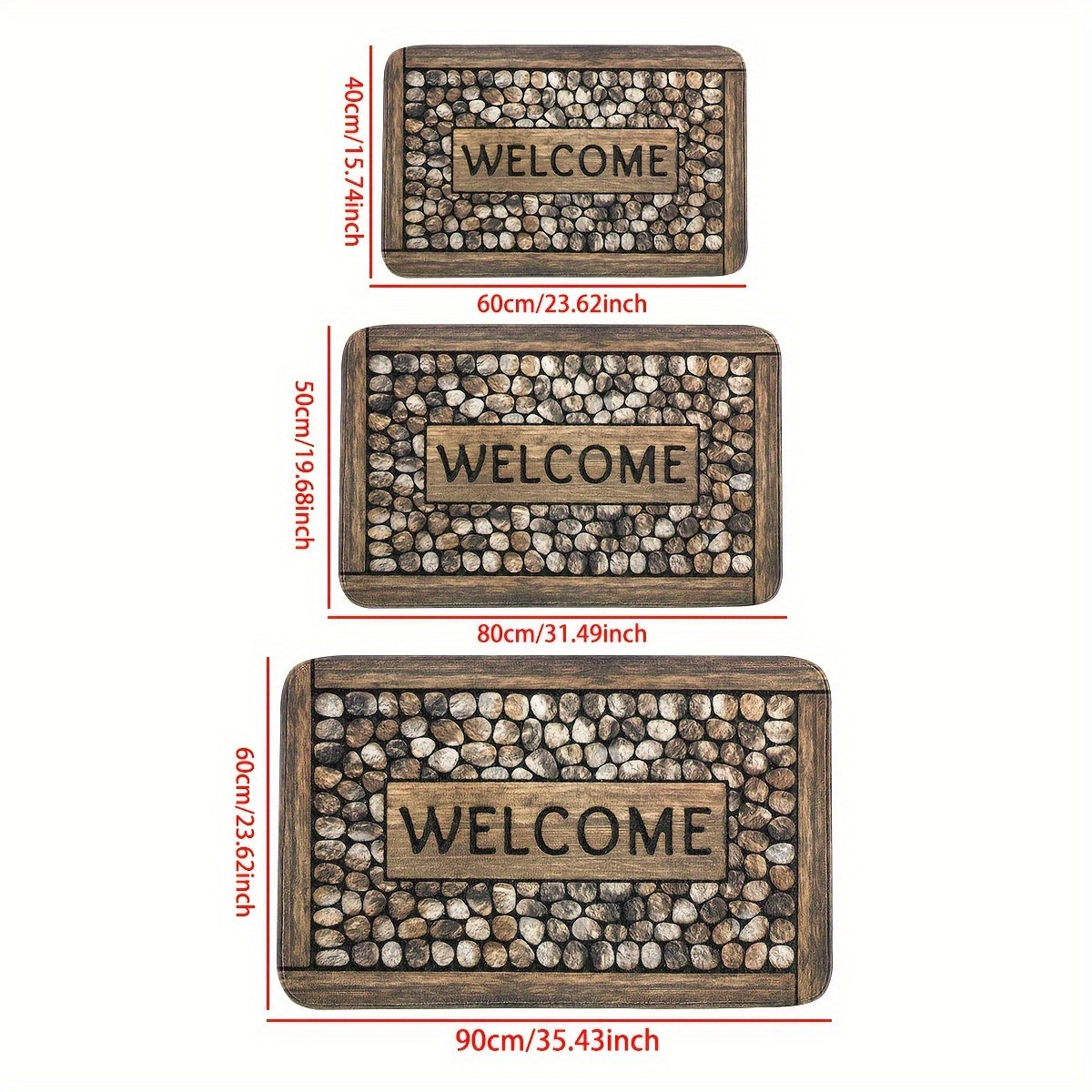 Give a warm welcome with our Stone Pattern Door Mat - Tough, Spill-Resistant & Easy to Clean Rug for Entryway, Bedroom, Living Room, Kitchen, Bathroom - Ideal Holiday Gift for Home Decor