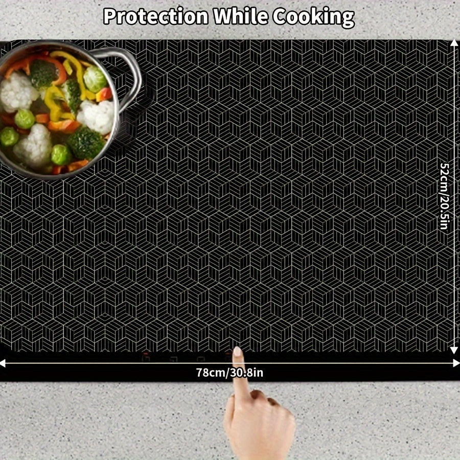 Spandex Cooktop Mat - Large Size 78.23 cm by 52.07 cm - Custom Fit, Non-Slip, Heat-Resistant Stove Protector - Easy to Wipe Clean, Scratch-Proof - Fits Induction & Electric Burners - Perfect for Holidays - Christmas, Halloween, Easter, Hanukkah