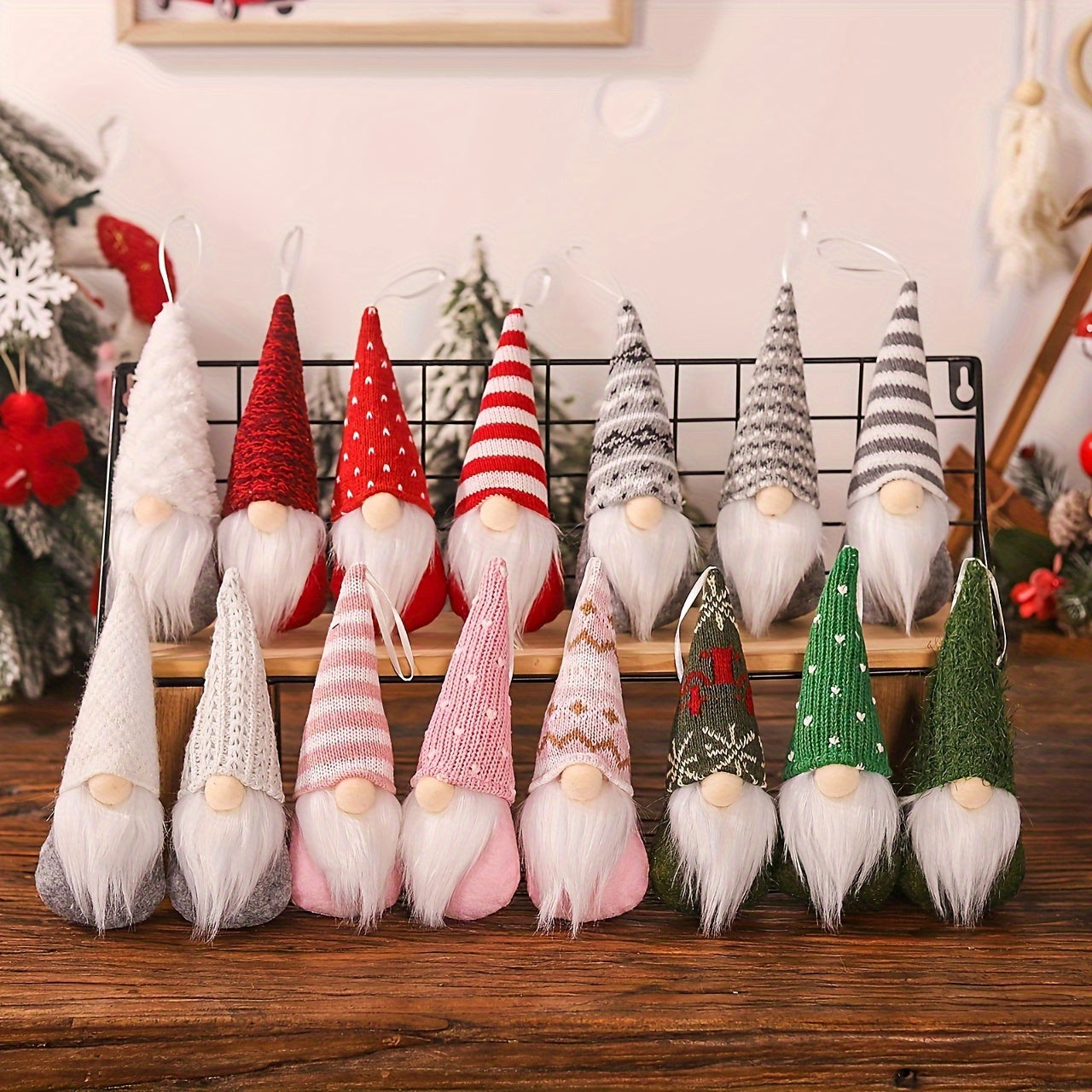 Set of 3 Christmas gnome ornaments for festive tree decoration and home decor