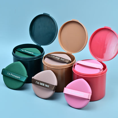 7pcs Air Cushion Makeup Sponge Puff with Storage Case included. Available in Round/Teardrop shapes. Can be used dry or wet for powder foundation, BB cream, etc. Ideal blender set.