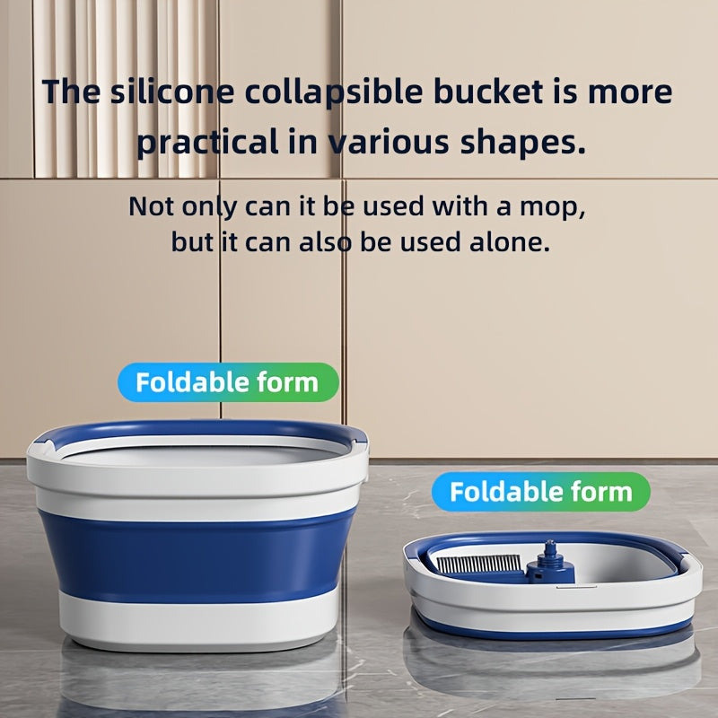 Flexible Foldable Spin Mop & Bucket Combo - Made of Stainless Steel, Requires No Electricity for Effortless Cleaning in Household, Commercial, Culinary, and Outdoor Settings