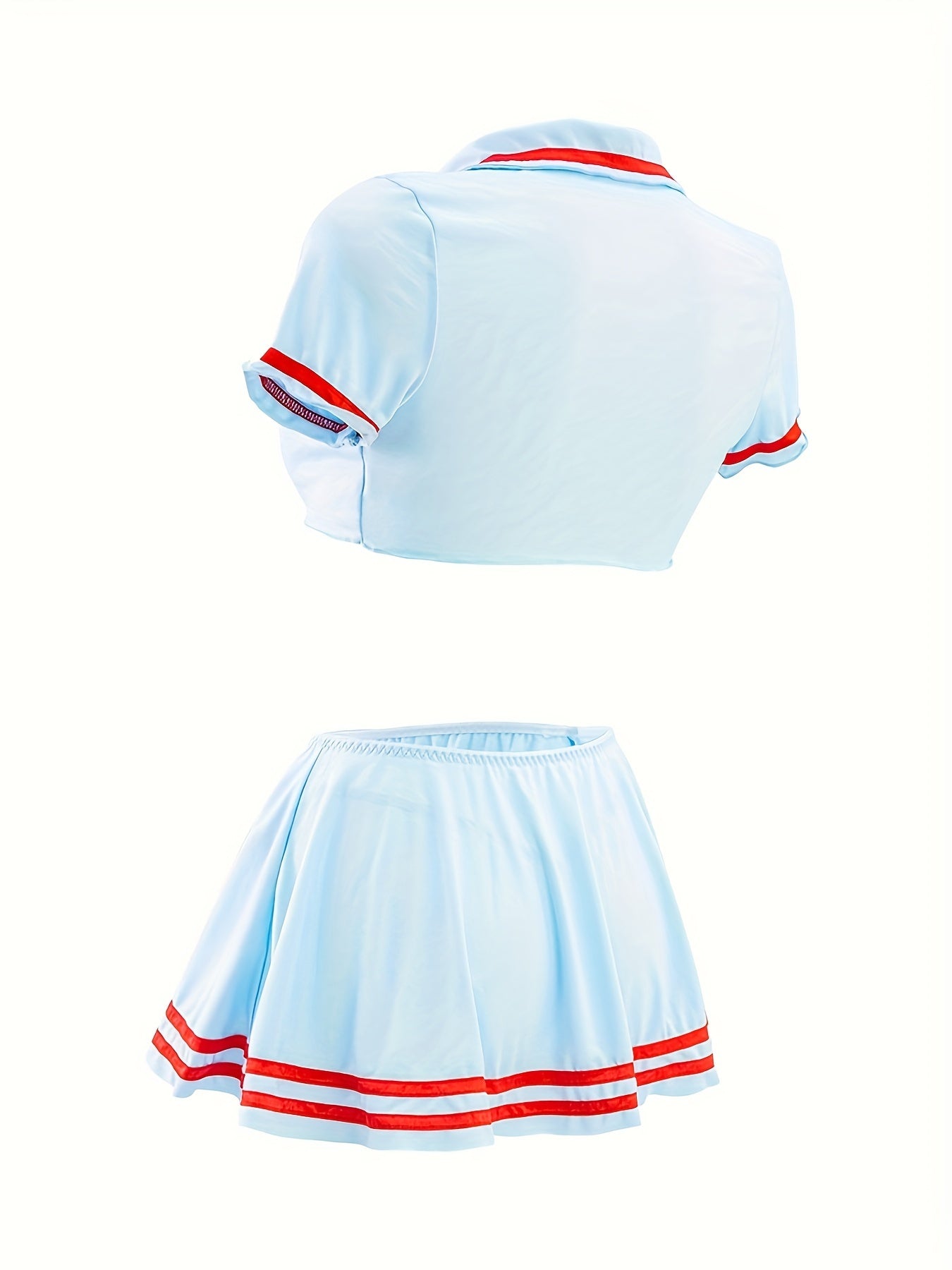 Women's sexy nurse costume with hat, top, underwear, and skirt.