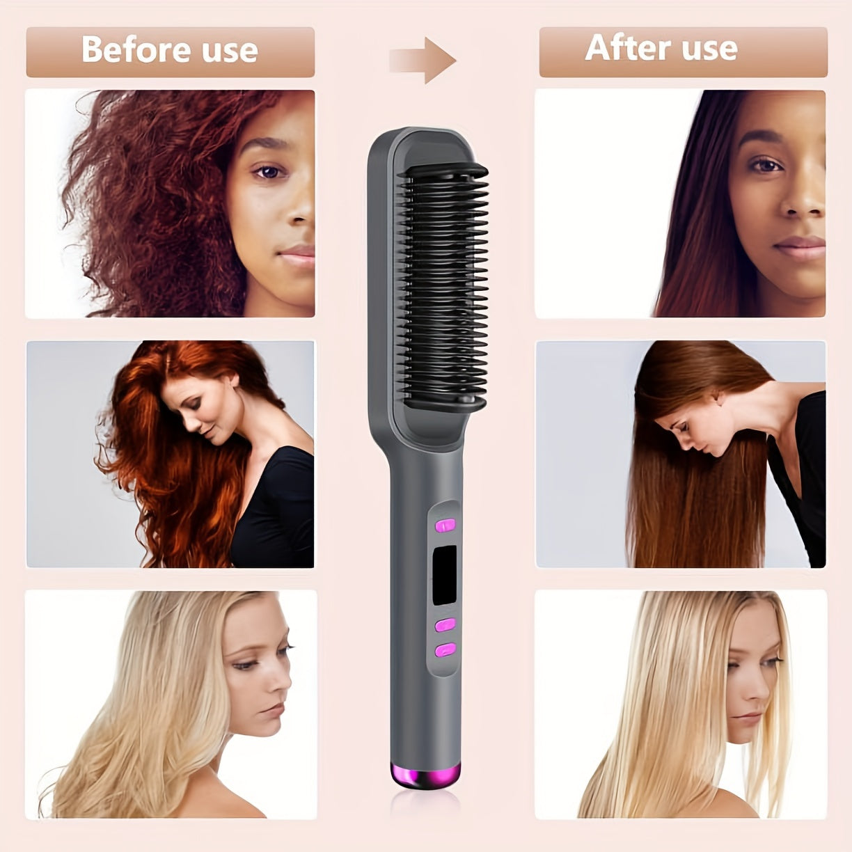 1pc Multifunctional Hair Straightener Comb with Negative Ion Technology, Type C Plug, Ideal Gift.