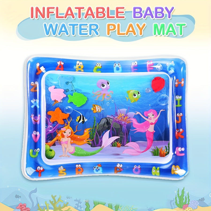 Mermaid-themed activity mat encourages active play in the water, promoting physical development during tummy time.